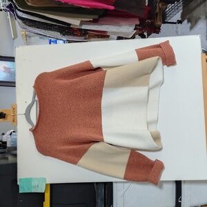 Pink Lily Rust and Cream Colorblock Sweater